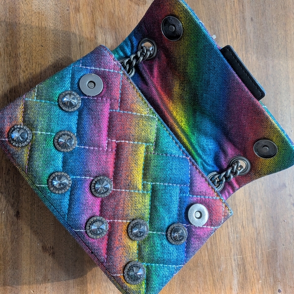 Kurt Geiger London Jeweled Rainbow Kensington Bag - Metallic Denim - Picture 8 of 9